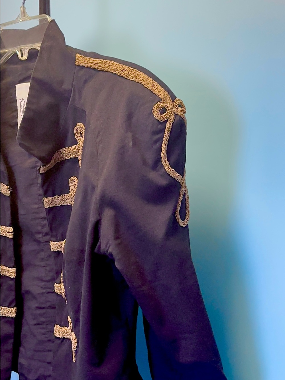 BB Dakota Vintage Black Military-Style Jacket with Gold Braid